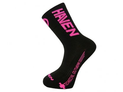 Ponožky HAVEN LITE Silver NEO LONG black/pink 2 páry 8-9 (42-43)