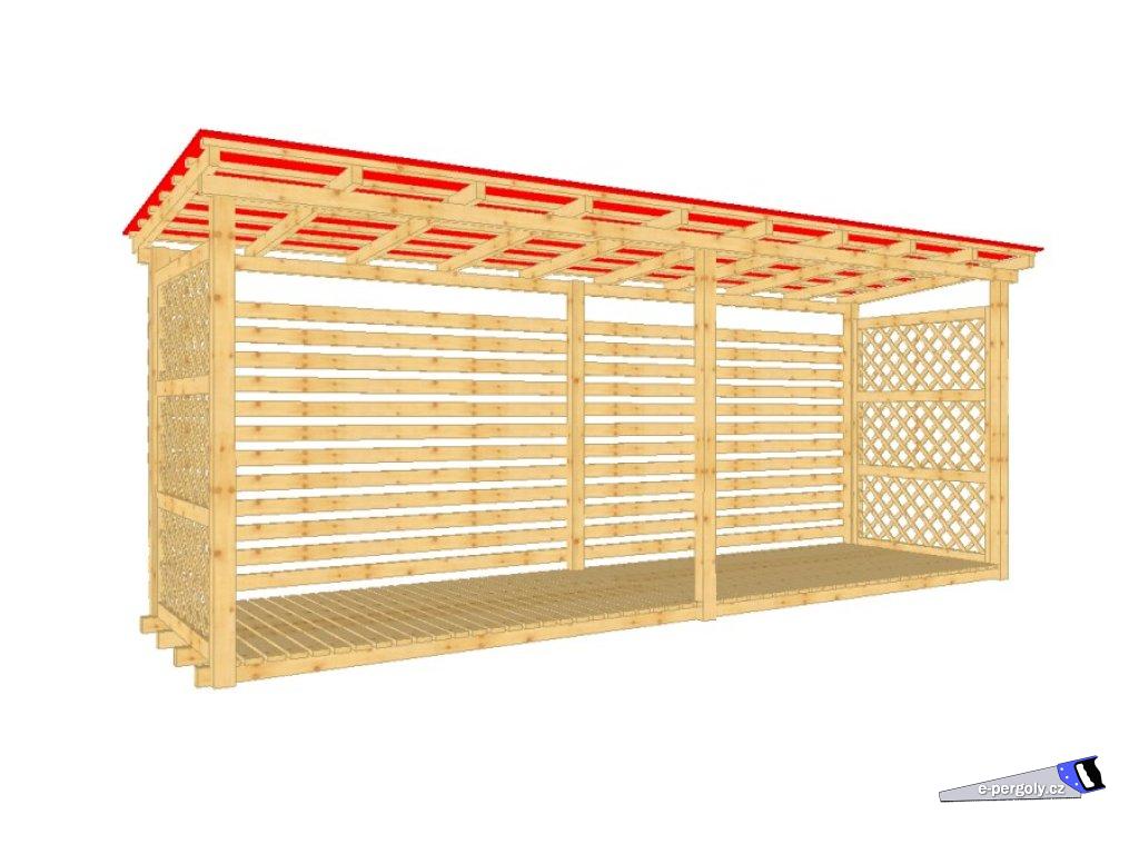 Dřevník Macík 140500, střecha trapéz plech