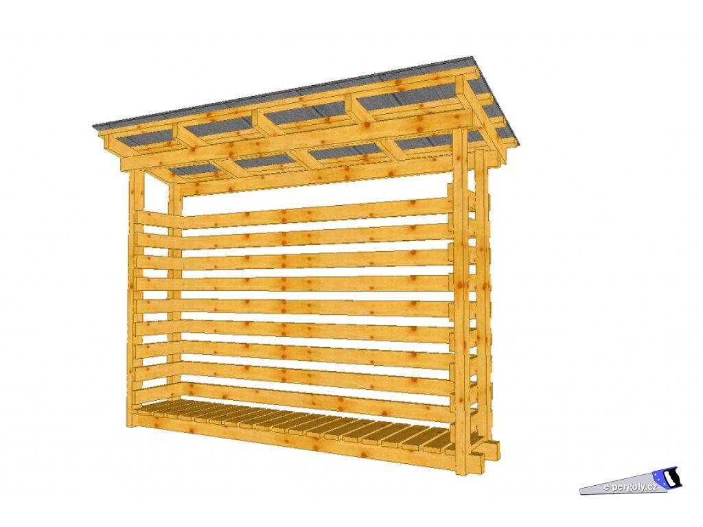 Dřevník Mini 40200, střecha trapéz plech