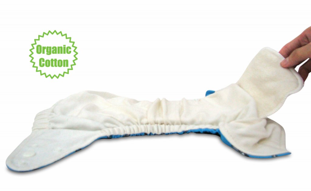 CHARLIE BANANA – 3x KAPSOVÁ PLENA + 6x SAVÉ VLOŽKY –  Organic Florida Safari BLUE - ONE SIZE
