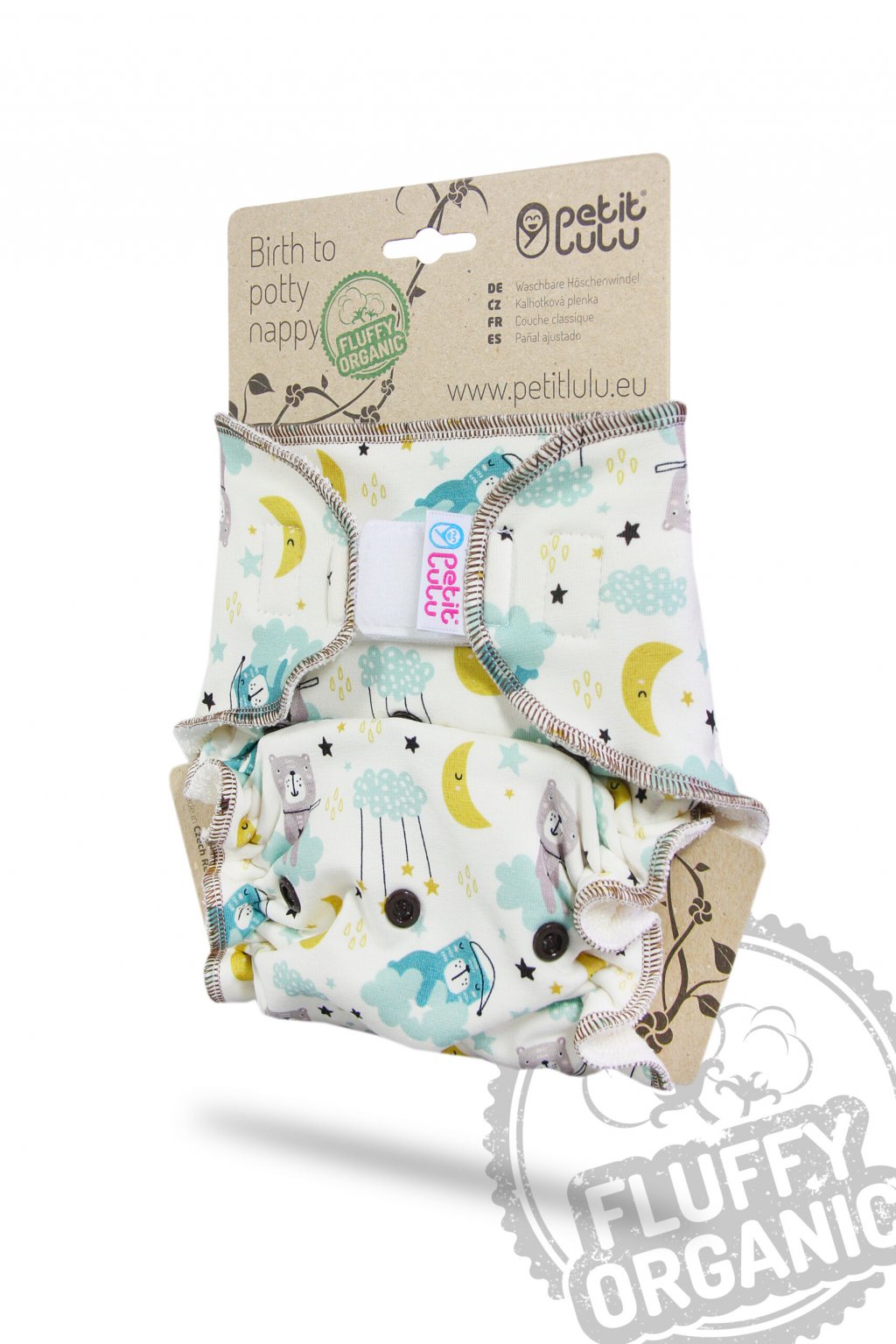 PETIT LULU - KALHOTKOVÁ PLENA - FLUFFY ORGANIC - OSPALÍ MEDVÍDCI (SUCHÝ ZIP)
