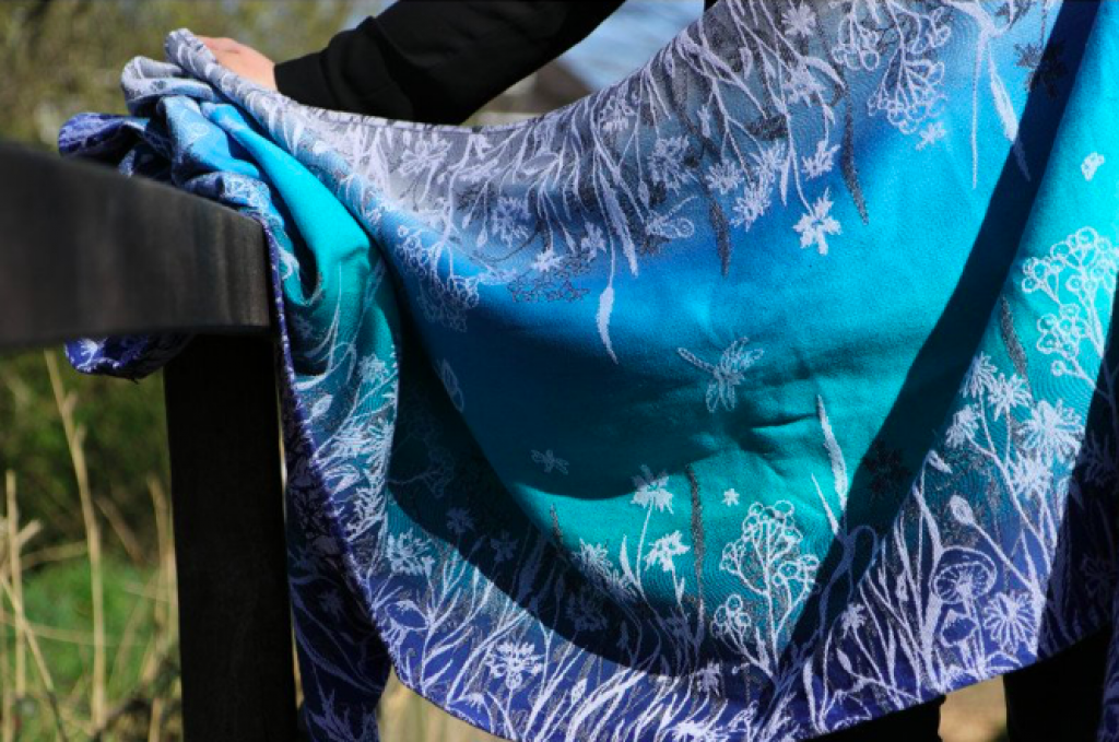 RING SLING - Yaro - Meadow Duo Aqua Grad Black White Seacell