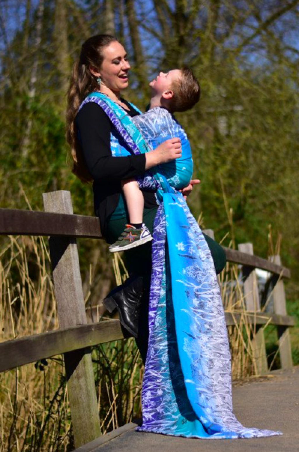 RING SLING - Yaro - Meadow Duo Aqua Grad Black White Seacell