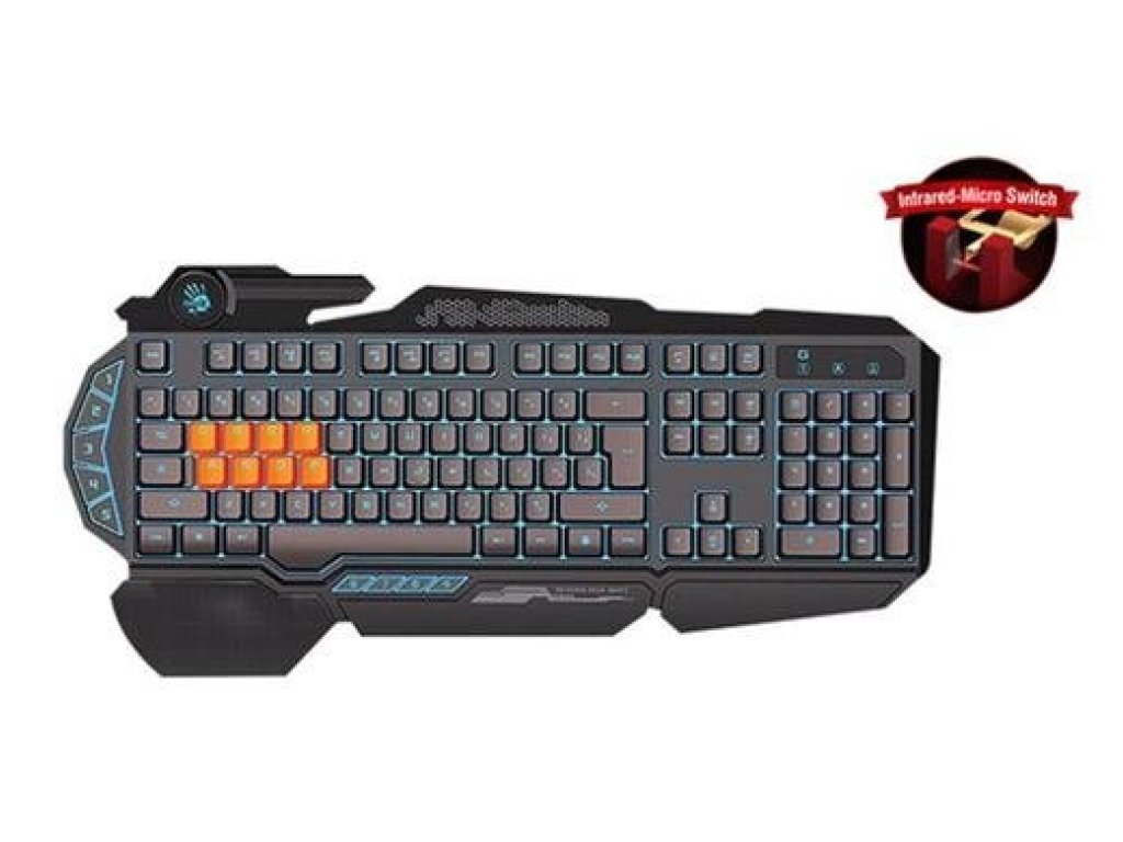 A4TECH klávesnice Bloody B318 podsvícená herní klávesnice, USB, CZ (B318)