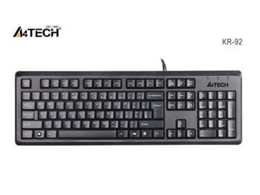 A4TECH klávesnice KR-92 - USB, voděodolná, černá, CZ/ENG (KR-92)