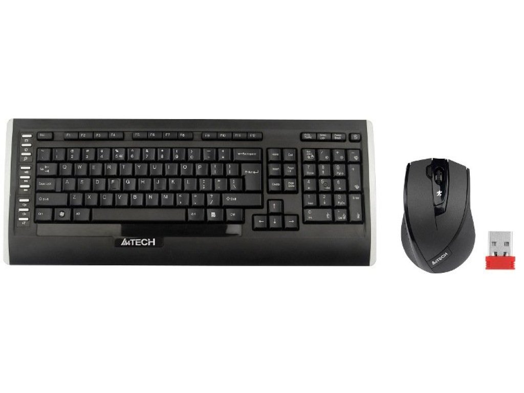 A4TECH set 9300F - bezdrátový set klávesnice s myší, černá , CZ/US (9300F)