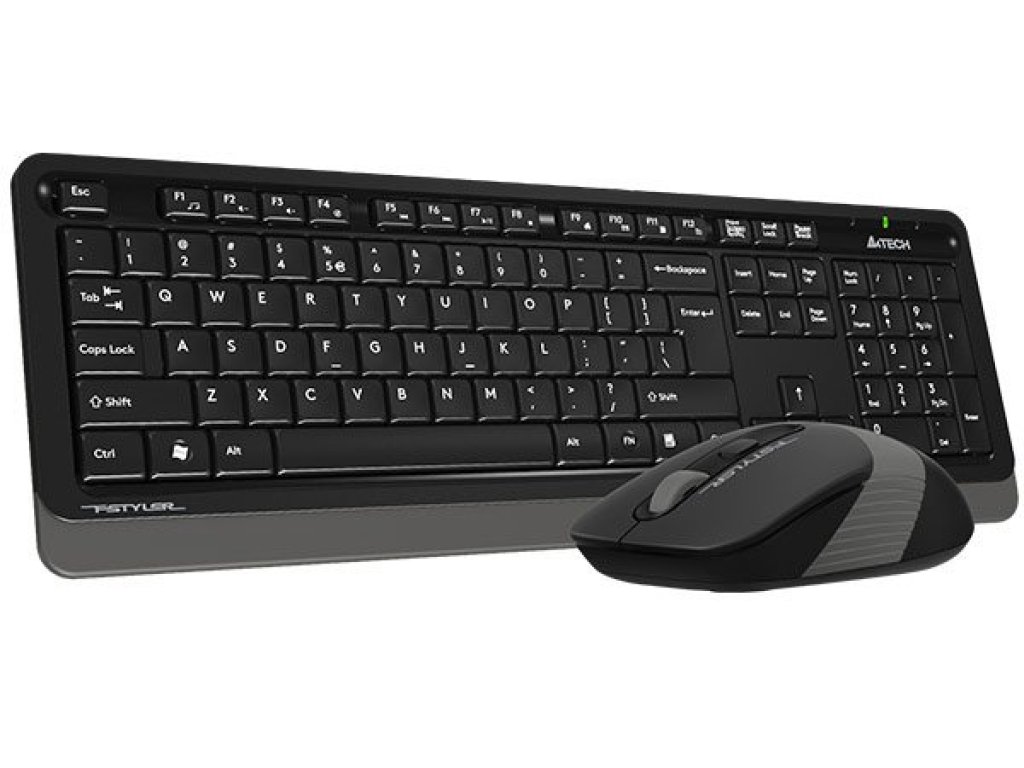 A4TECH set FSTYLER bezdrátový set klávesnice s myší, voděodolné provedení, šedá barva, CZ/SK (FG1010 Grey)