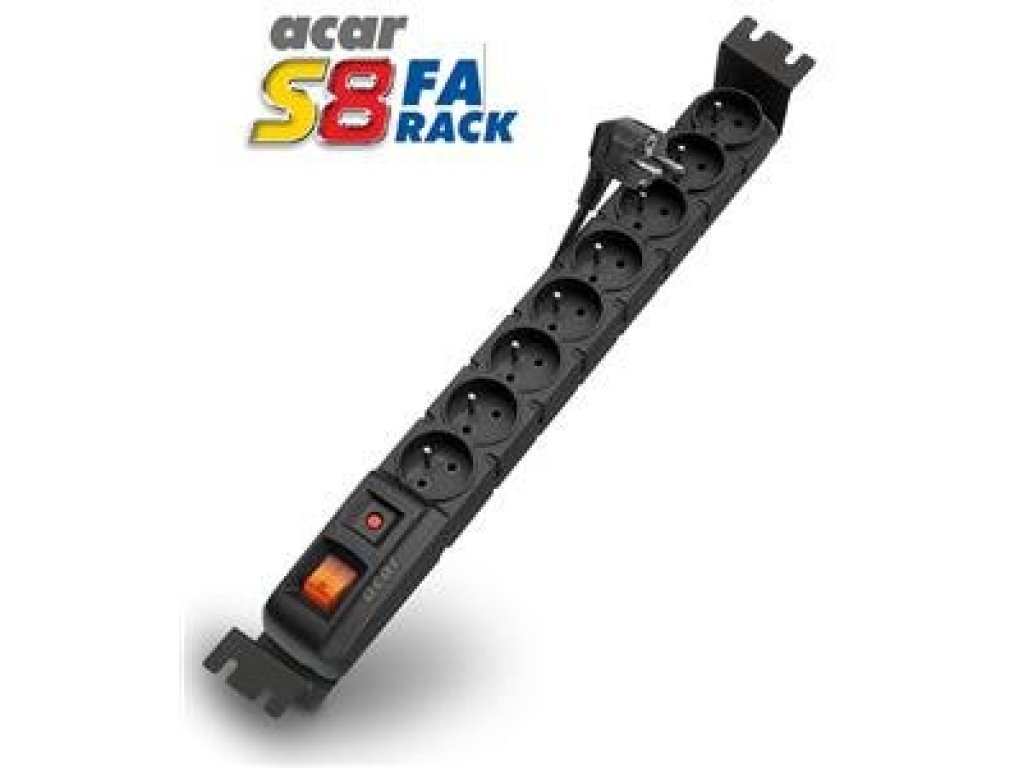 ACAR 19" napáj.panel S8/3m 8x220V Black+prep.ochr.