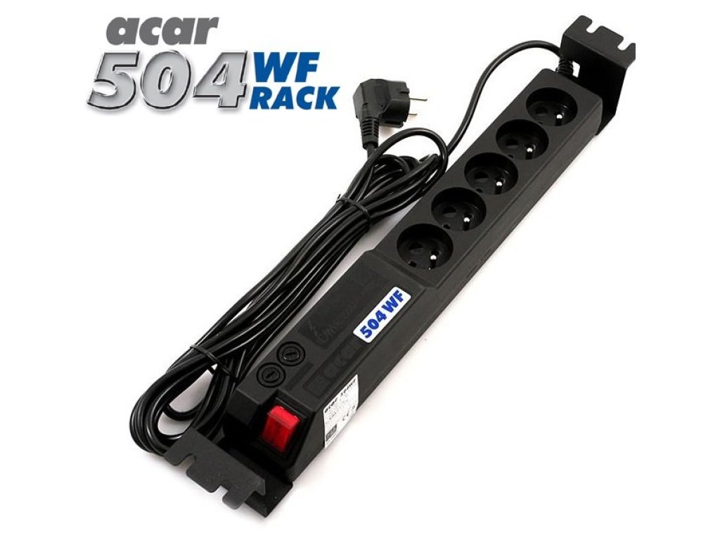 ACAR 19" napájecí panel 504WF 5x220V-3m black+ přepěťová ochrana