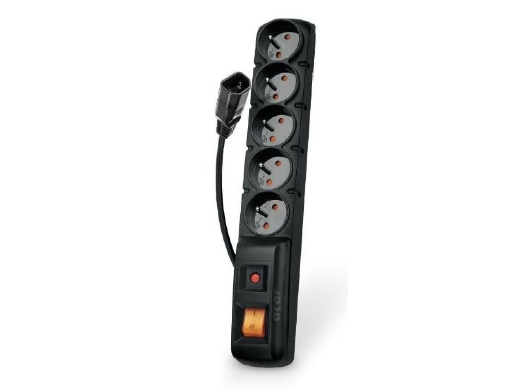 ACAR přepěťová ochrana F5, 5 zásuvek, C14 do UPS, 3m, černá (ppacarf5-3iec)