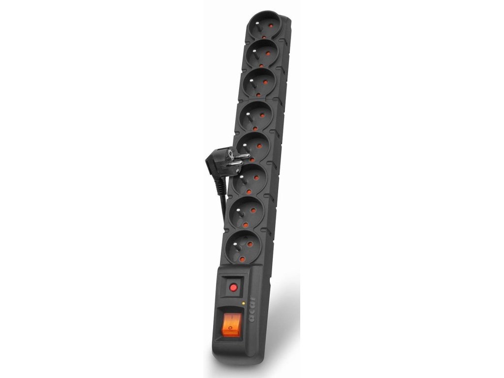 ACAR přepěťová ochrana S8, 8 zásuvek, 5m, černá (ppacars8-5black)