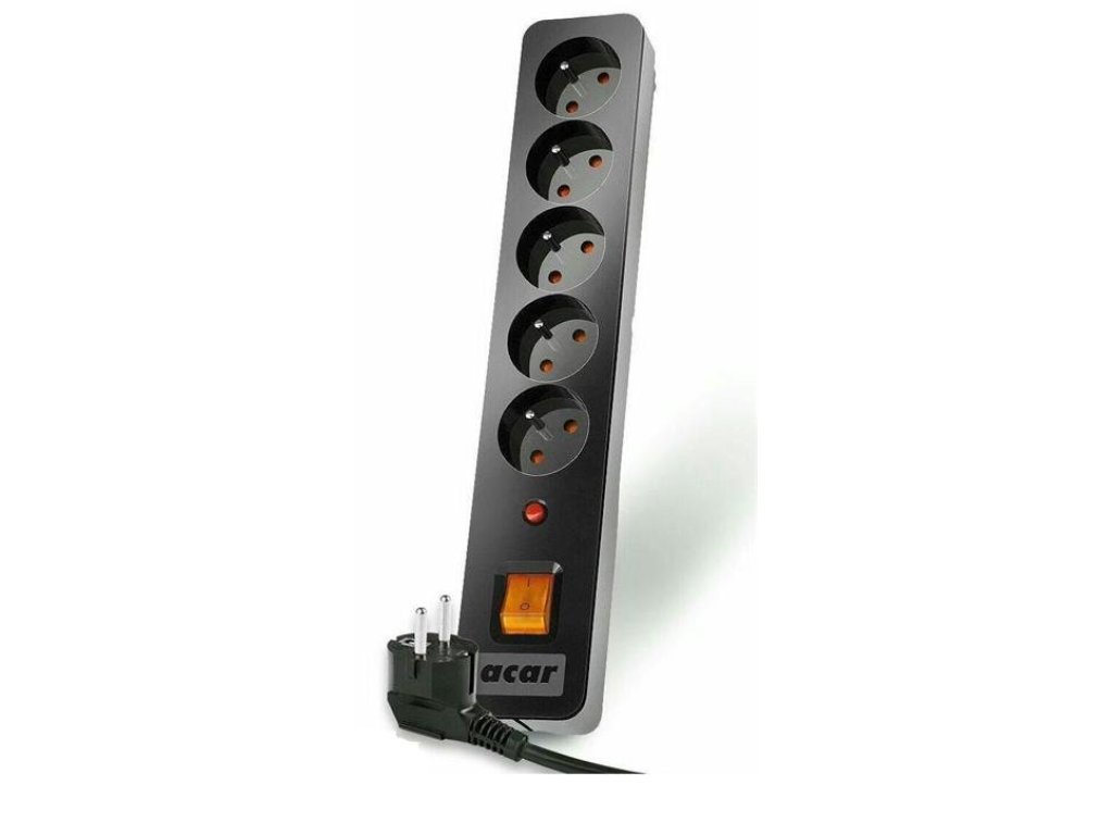 ACAR přepěťová ochrana X5, 5 zásuvek, 1,5m, černá (ppacarx5-2black)