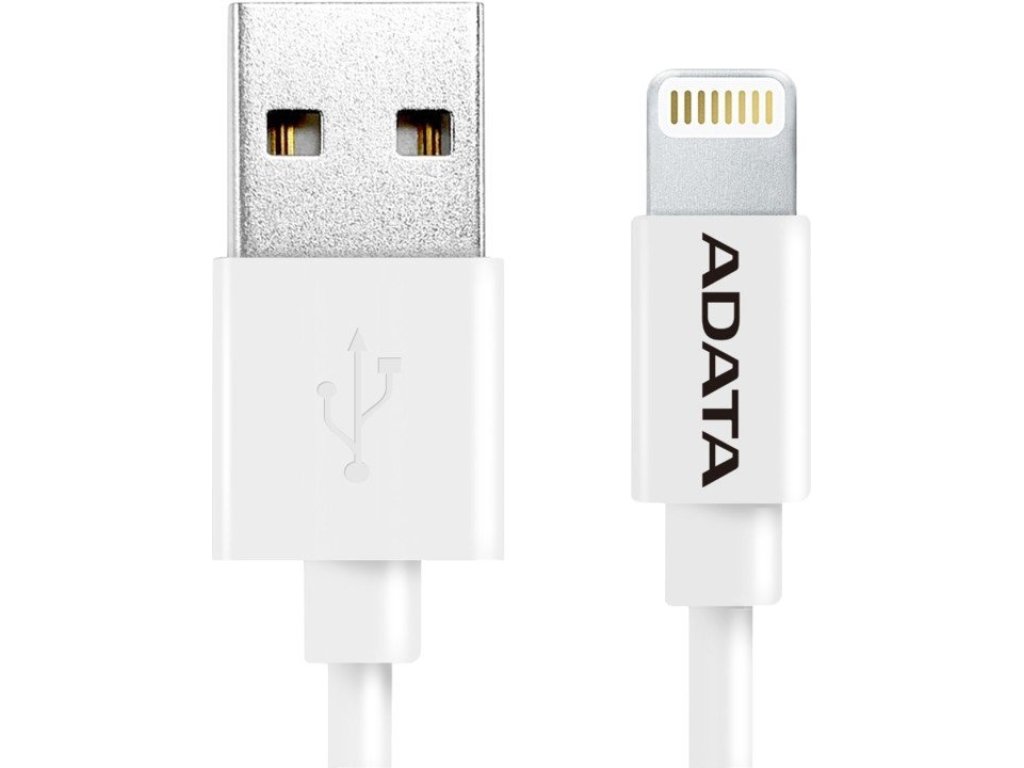 ADATA kabel Lightning-USB, Lightning-A, M/M, propojovací, 1m, bílý, MFi (AMFIPL-1M-CWH)