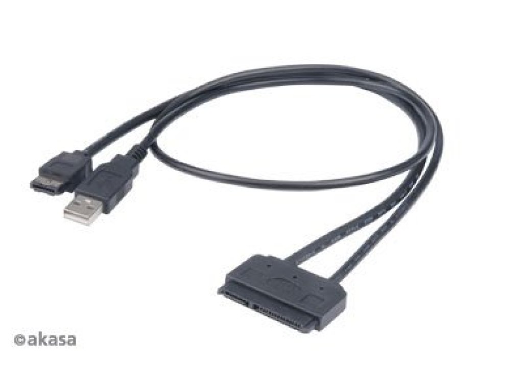 AKASA kabel, eSATA+USB-SATA, propojovací, 0,8m, černý (AK-CBSA03-80BK)