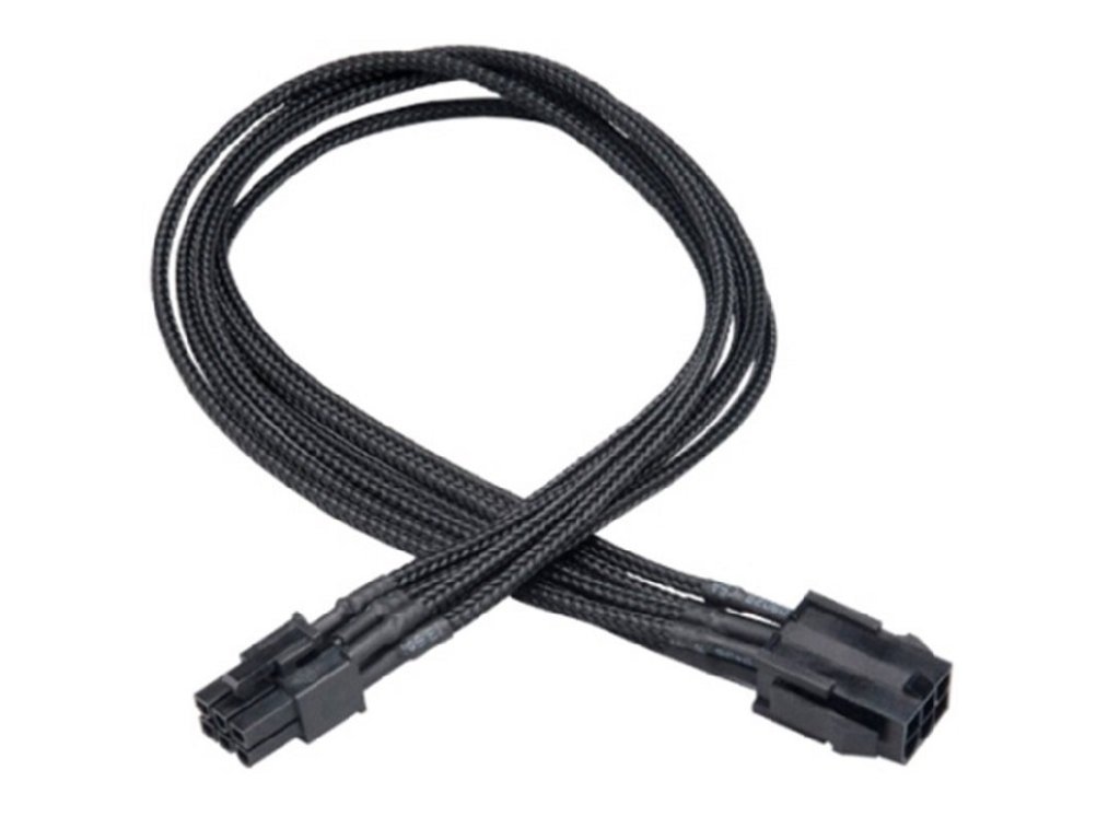 AKASA kabel napájecí 6pin-6pin, M/F, prodlužovací, 0,4m, opletený (AK-CBPW07-40BK)