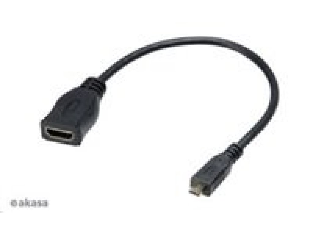 AKASA kabel redukce HDMI micro na HDMI female, full HD, 25cm (AK-CBHD09-25BK)