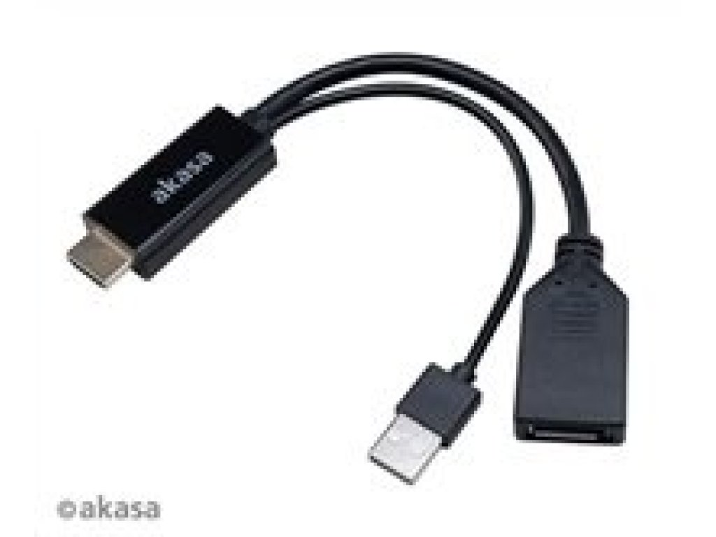 AKASA kabel  redukce HDMI na DisplayPort, with USB power cable 4K@60Hz, 25cm