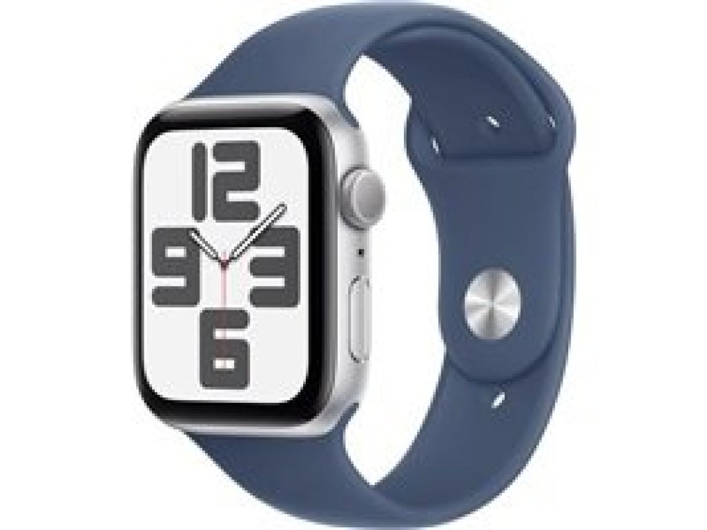 APPLE Watch SE GPS 44mm Silver Aluminium Case with Denim Sport Band-S/M (MXEQ3QC/A)