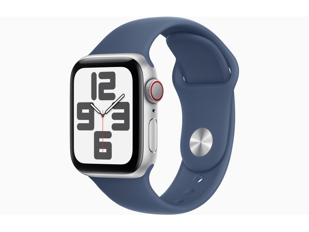 APPLE Watch SE GPS + Cellular 40mm Silver Aluminium Case with Denim Sport Band-S/M (MXGF3QC/A)
