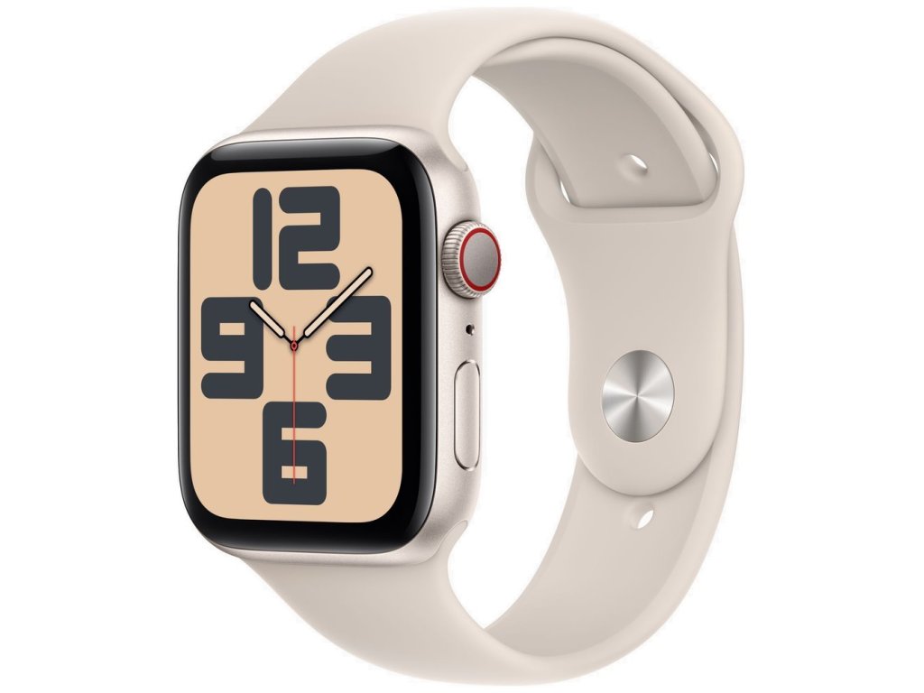 APPLE Watch SE GPS + Cellular 44mm Starlight Aluminium Case with Starlight Sport Band - M/L (MRGX3QC/A)