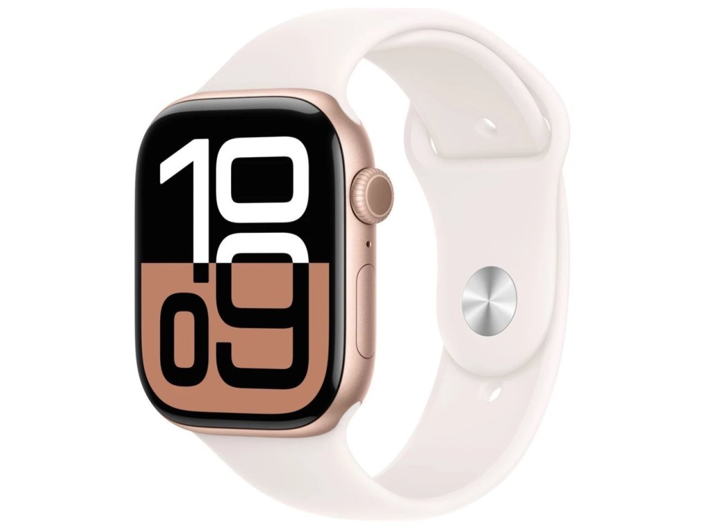 APPLE Watch Series 10 GPS 46mm Rose Gold Aluminium Case with Light Blush Sport Band - M/L (MWWU3QC/A)