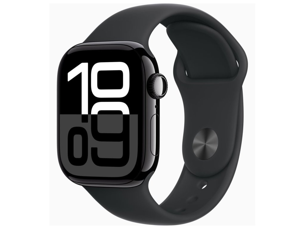 APPLE Watch Series 10 GPS + Cellular 42mm Jet Black Aluminium Case with Black Sport Band - M/L (MWX73QC/A)