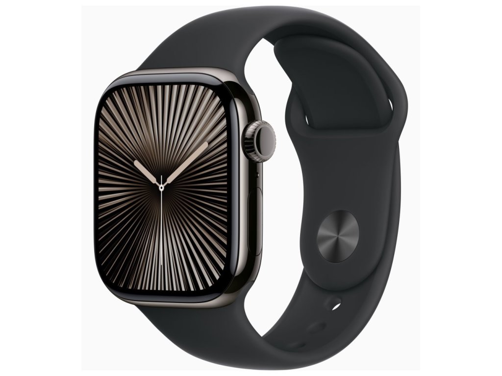 APPLE Watch Series 10 GPS + Cellular 42mm Slate Titanium Case with Black Sport Band - S/M (MWXG3QC/A)