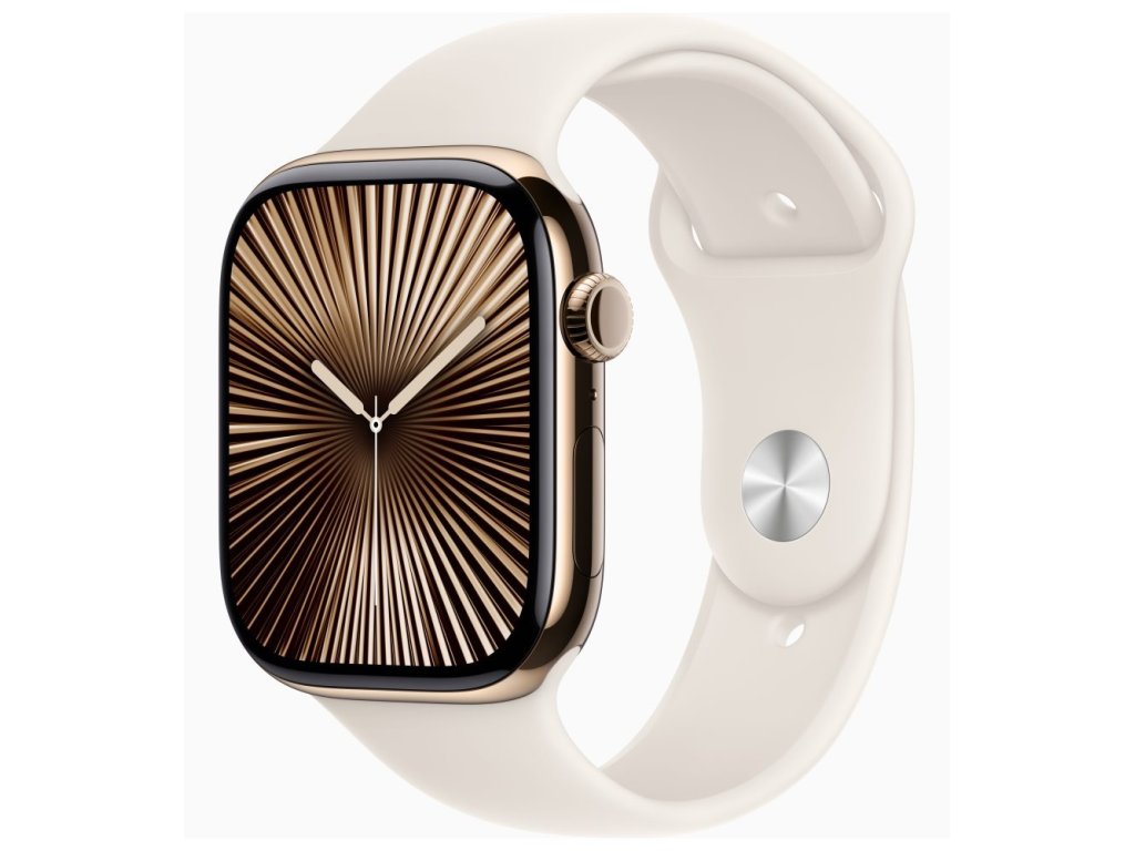 APPLE Watch Series 10 GPS + Cellular 46mm Gold Titanium Case with Starlight Sport Band - M/L (MWYY3QC/A)