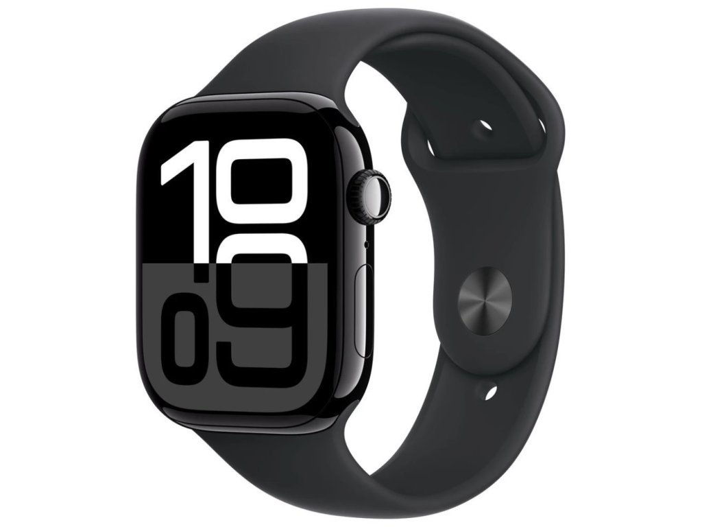 APPLE Watch Series 10 GPS + Cellular 46mm Jet Black Aluminium Case with Black Sport Band - M/L (MWY43QC/A)