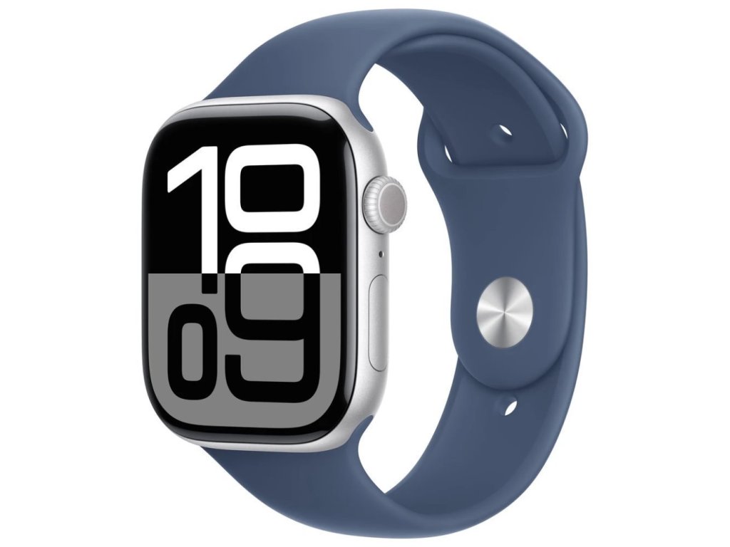 APPLE Watch Series 10 GPS + Cellular 46mm Silver Aluminium Case with Denim Sport Band - S/M (MWY03QC/A)