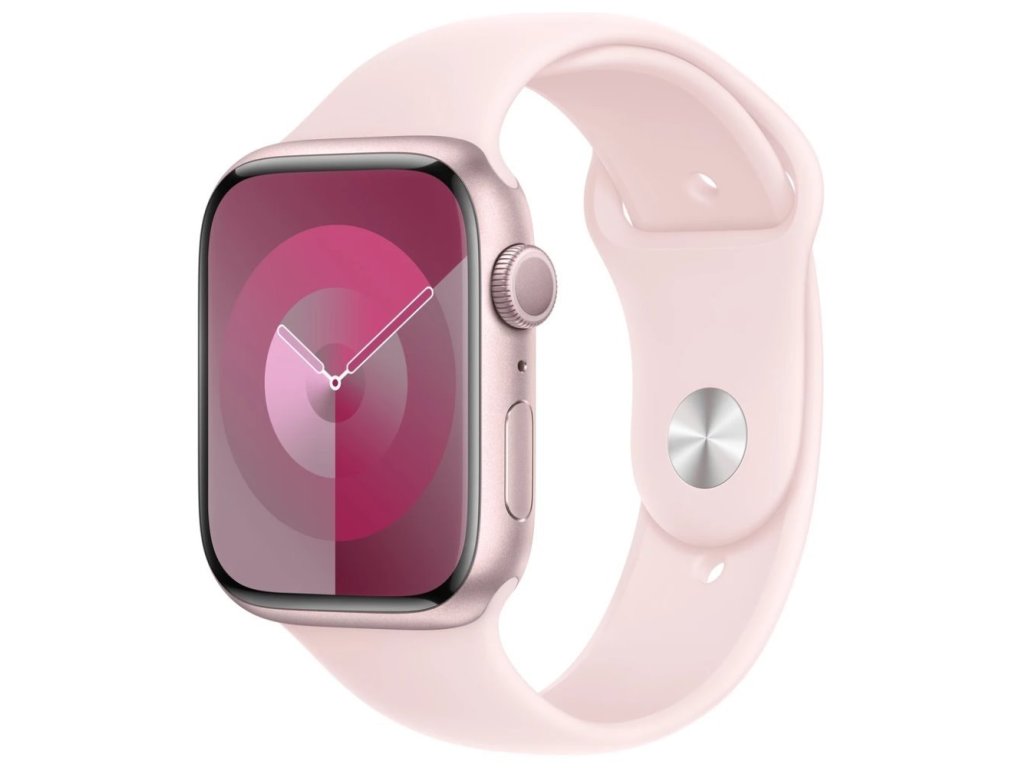 APPLE Watch Series 9 GPS 45mm Pink Aluminium Case with Light Pink Sport Band - M/L (MR9H3QC/A)