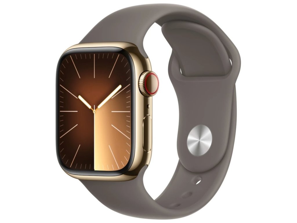APPLE Watch Series 9 GPS + Cellular 41mm Gold Stainless Steel Case with Clay Sport Band - S/M (MRJ53QC/A)