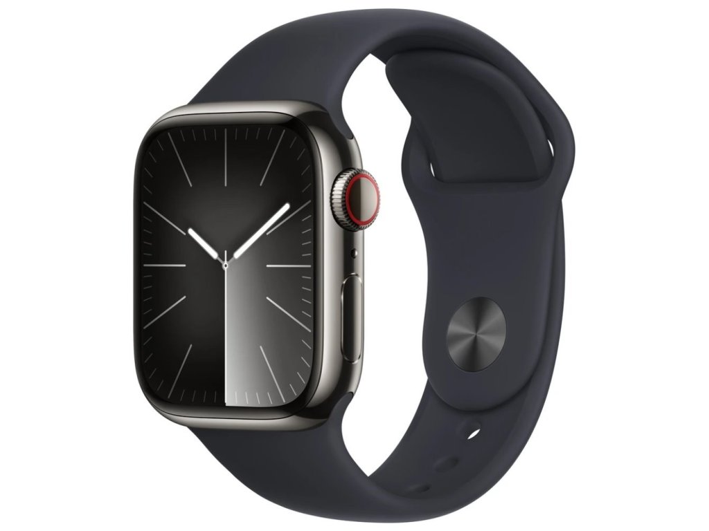 APPLE Watch Series 9 GPS + Cellular 41mm Graphite Stainless Steel Case with Midnight Sport Band - S/M (MRJ83QC/A)