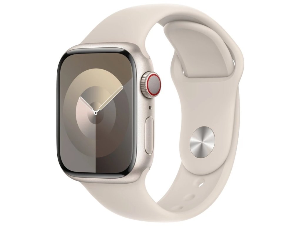 APPLE Watch Series 9 GPS + Cellular 41mm Starlight Aluminium Case with Starlight Sport Band - M/L (MRHP3QC/A)
