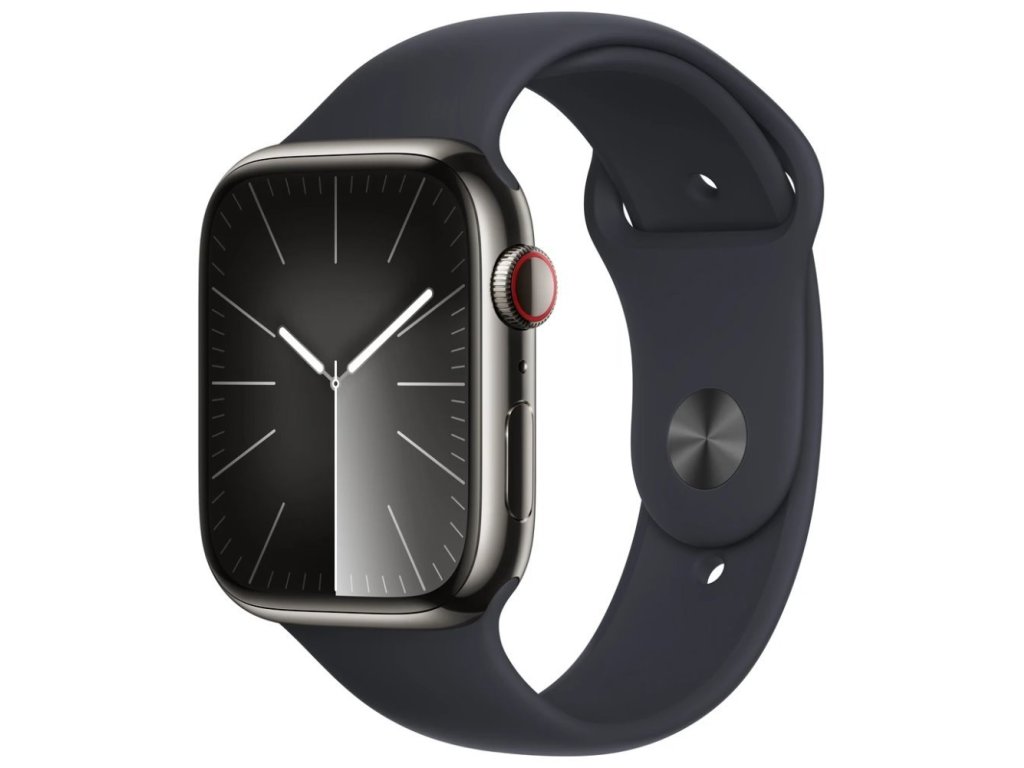 APPLE Watch Series 9 GPS + Cellular 45mm Graphite Stainless Steel Case with Midnight Sport Band - M/L (MRMW3QC/A)