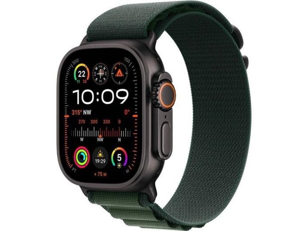 APPLE Watch Ultra 2 GPS + Cellular 49mm Black Titanium Case with Dark Green Alpine Loop-Medium (MX4R3CS/A)