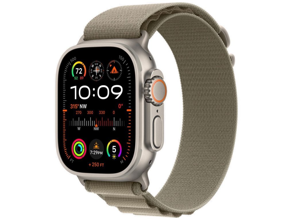 APPLE Watch Ultra 2 GPS + Cellular, 49mm Titanium Case with Olive Alpine Loop - Small (MREX3CS/A)