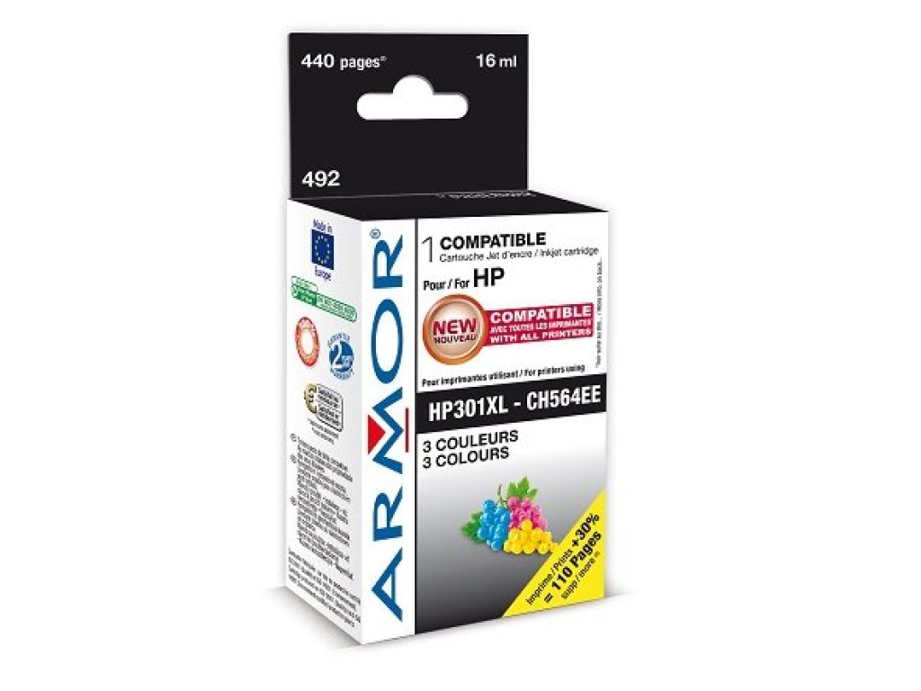 ARMOR ink-jet pro HP, 3 barvy HC, 16ml, No. 301XL, CH564EE