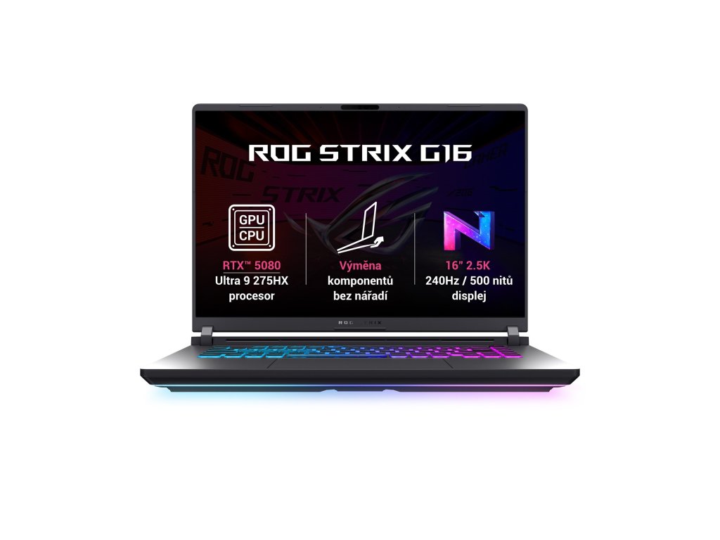 ASUS ROG Strix G16 G615LW - 16" 2560x1600 2.5K, Ultra 9 275HX, 32GB RAM, 1TB SSD, GeForce RTX 5080, W11 Home, šedý (G615LW-NEBULA007W)