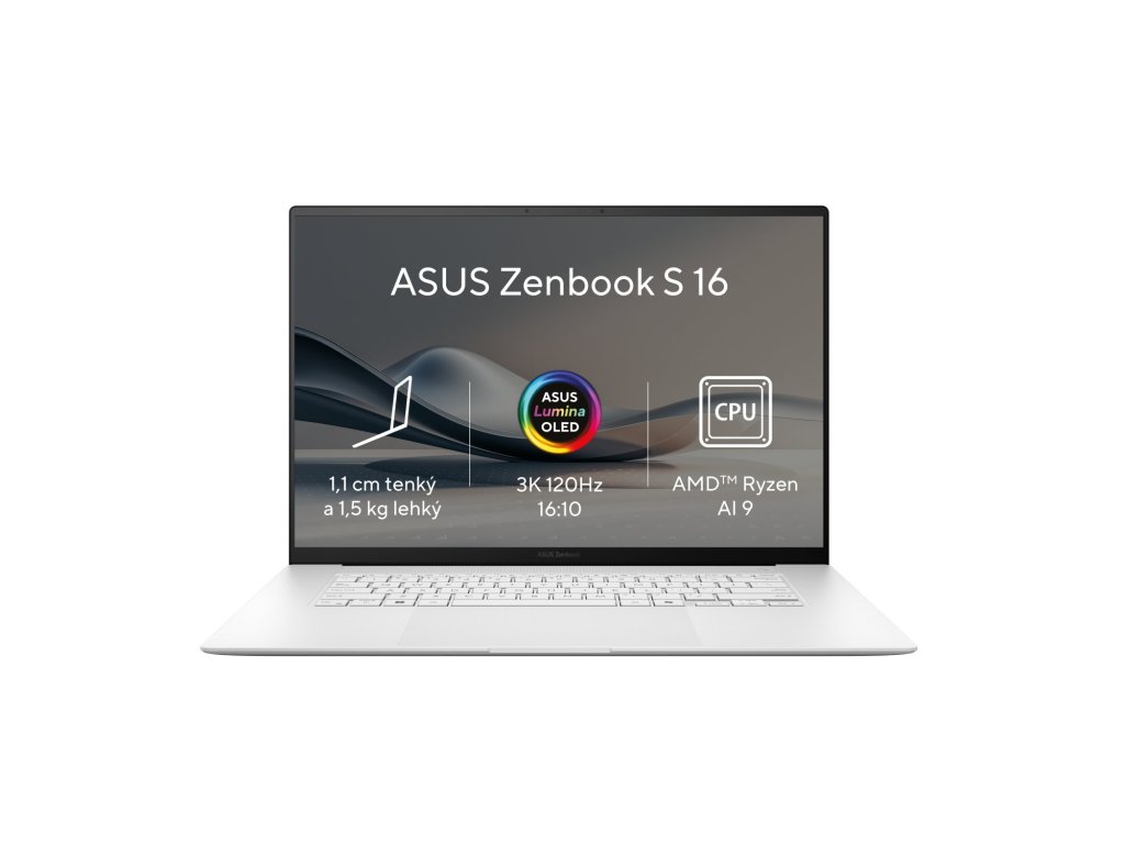 ASUS Zenbook S 16 OLED (UM5606) - 16", AI9-HX370, 32GB RAM, 2TB SSD, AMD int, Windows 11 Pro, White (UM5606WA-OLED225X)