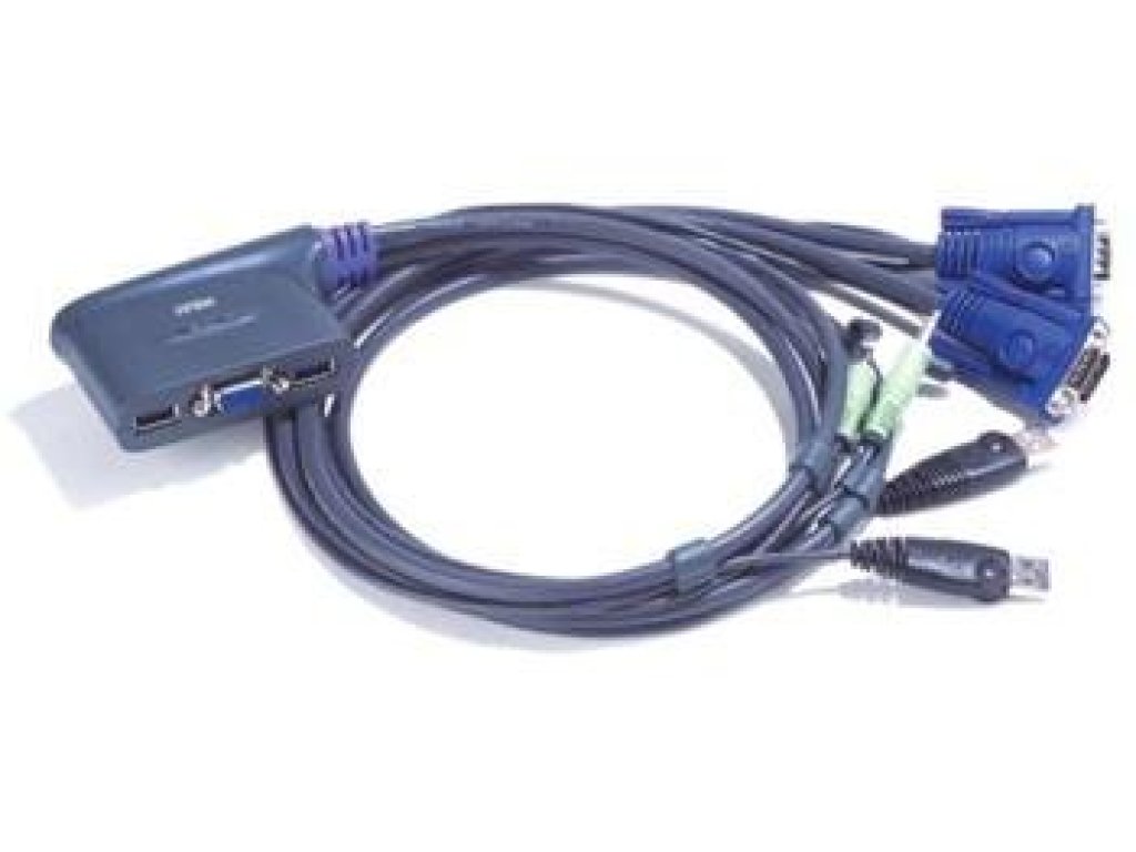 ATEN 2-port mini KVM USB, audio, 1,8m integrované kabely (CS-62U)