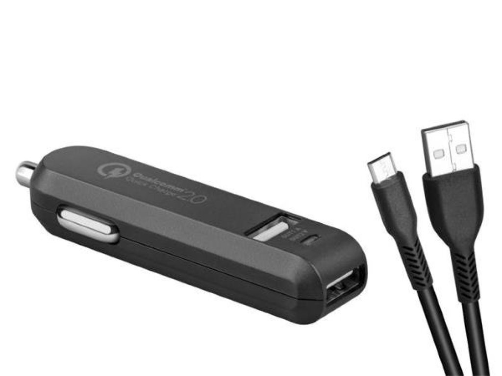 AVACOM CarMAX 2 nabíječka do auta 2x Qualcomm Quick Charge 2.0 černá barva (micro USB kabel)