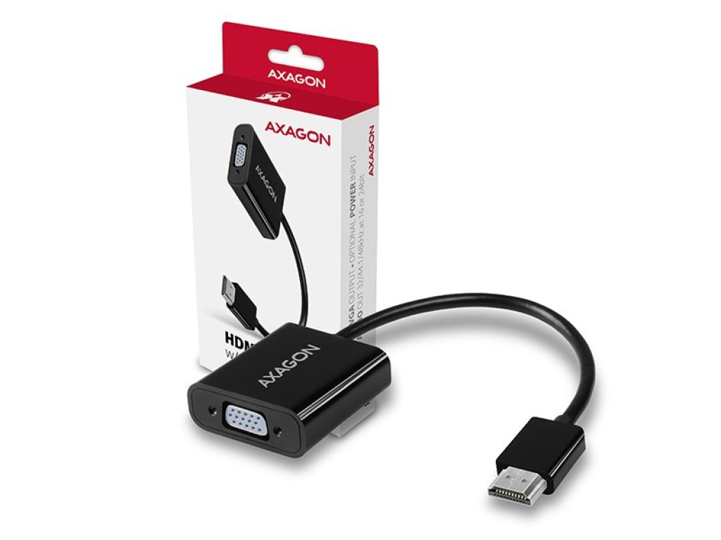 AXAGON adaptér HDMI-VGA+Jack, M/F+F, napájecí USB konektor (RVH-VGAN)