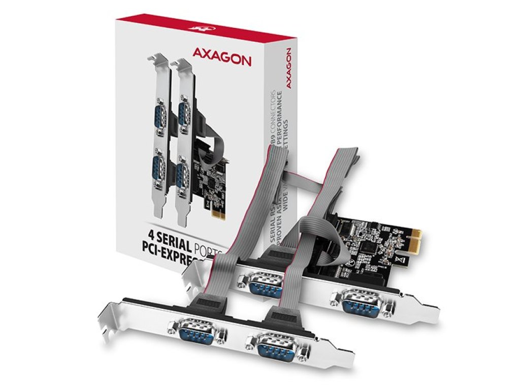 AXAGON PCEA-S4N, PCIe řadič - 4x sériový port (RS232) 250 kbps, vc. LP (PCEA-S4N)
