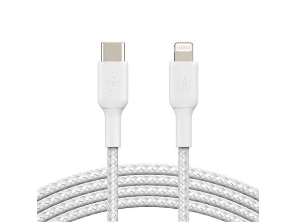 BELKIN USB-C kabel s lightning konektorem, 1m, bílý - odolný (CAA004bt1MWH)