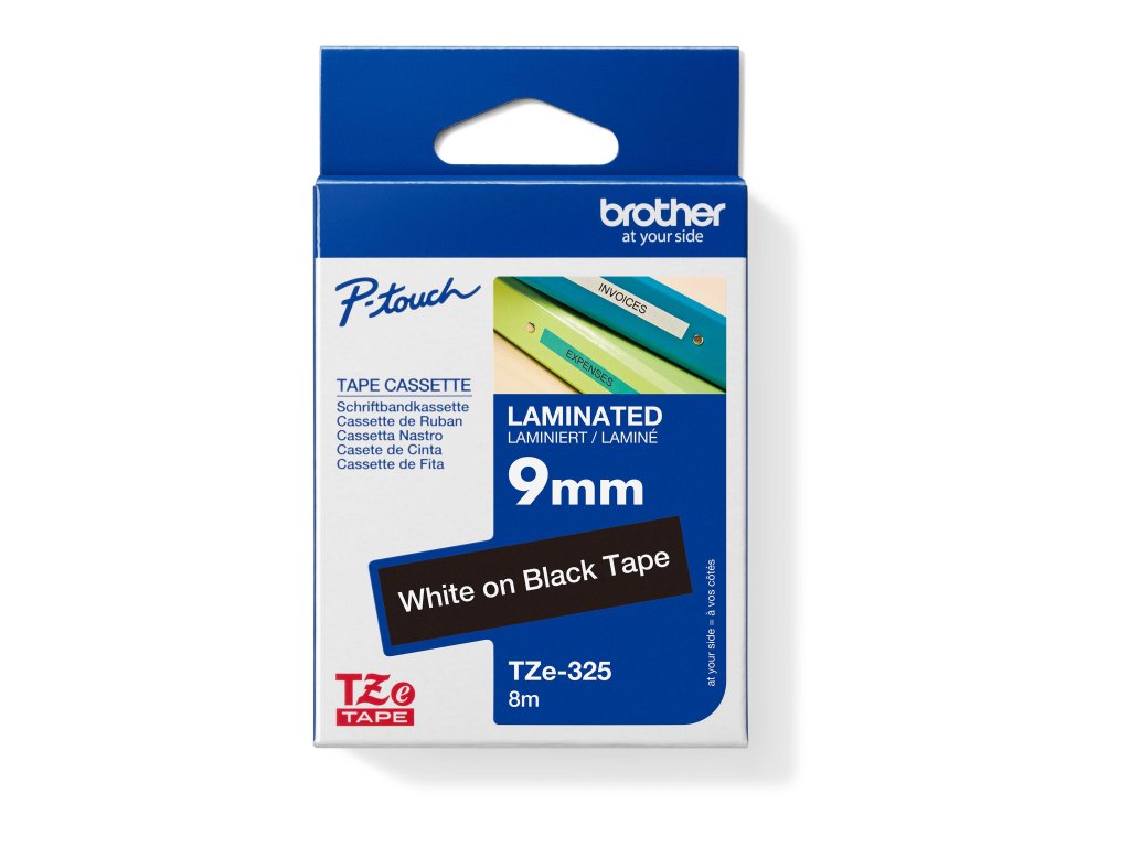 BROTHER laminovaná páska TZE-325/ cerná-bílá/ 9mm (TZE325)