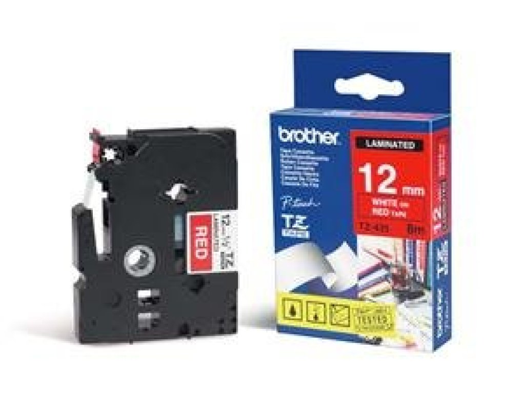 BROTHER laminovaná páska TZE-435/ červená-bílá/ 12mm (TZE435)