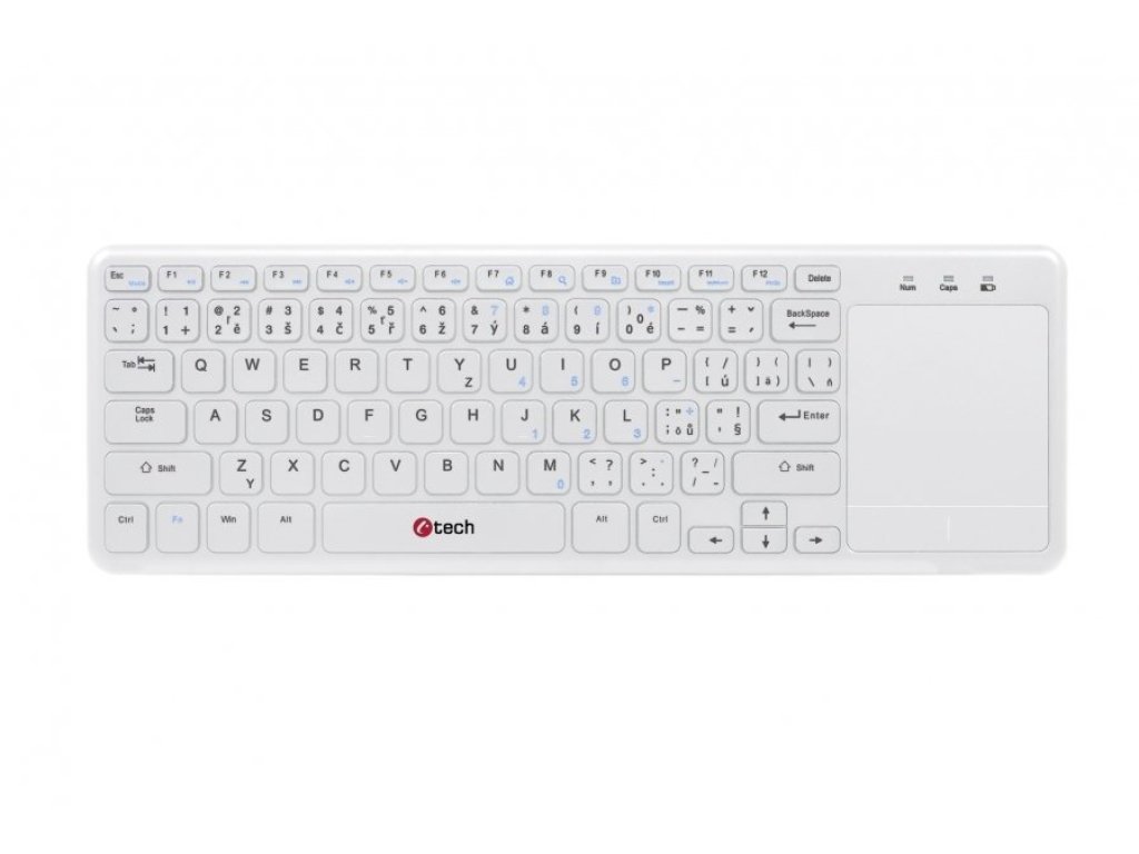 C-TECH bezdrátová klávesnice s touchpadem, bílá, USB, CZ/SK (WLTK-01)