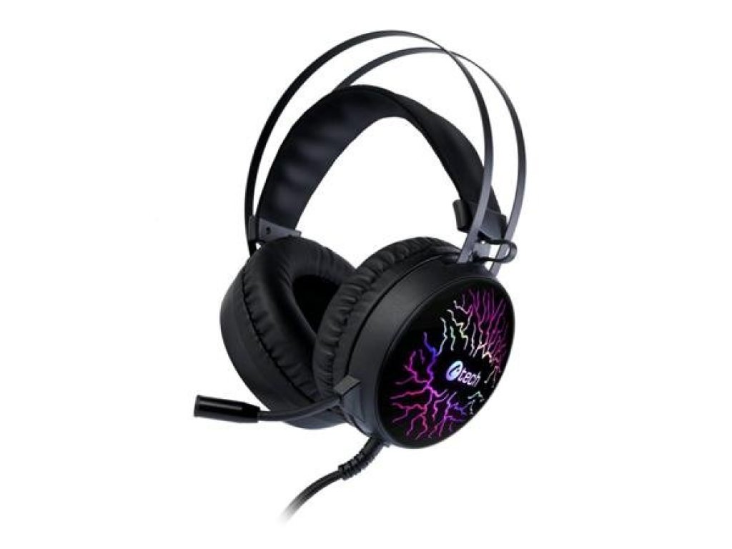C-TECH herní sluchátka s mikrofonem Astro (GHS-16), casual gaming, LED, 7 barev podsvícení