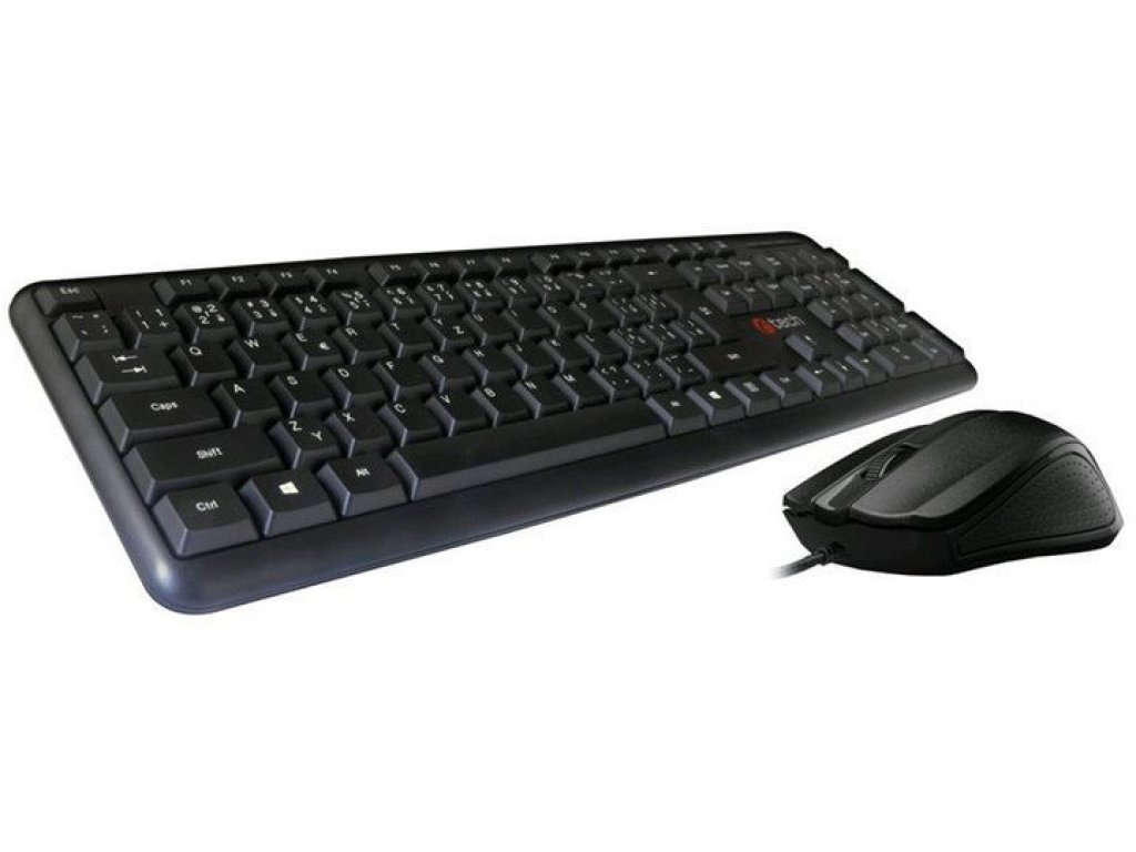 C-TECH klávesnice s myší KBM-102, drátový combo set, USB, CZ/SK (KBM-102-BL)